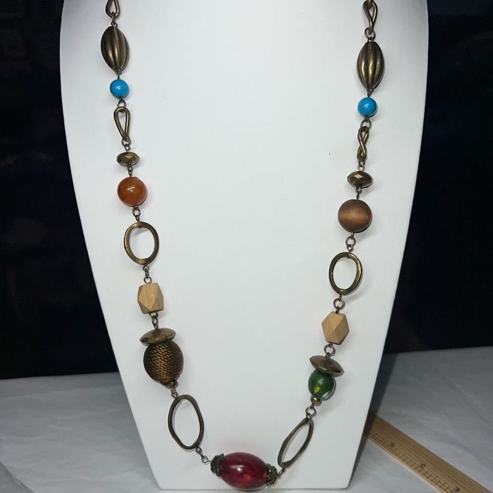 NY Beaded and Chain Necklace‎